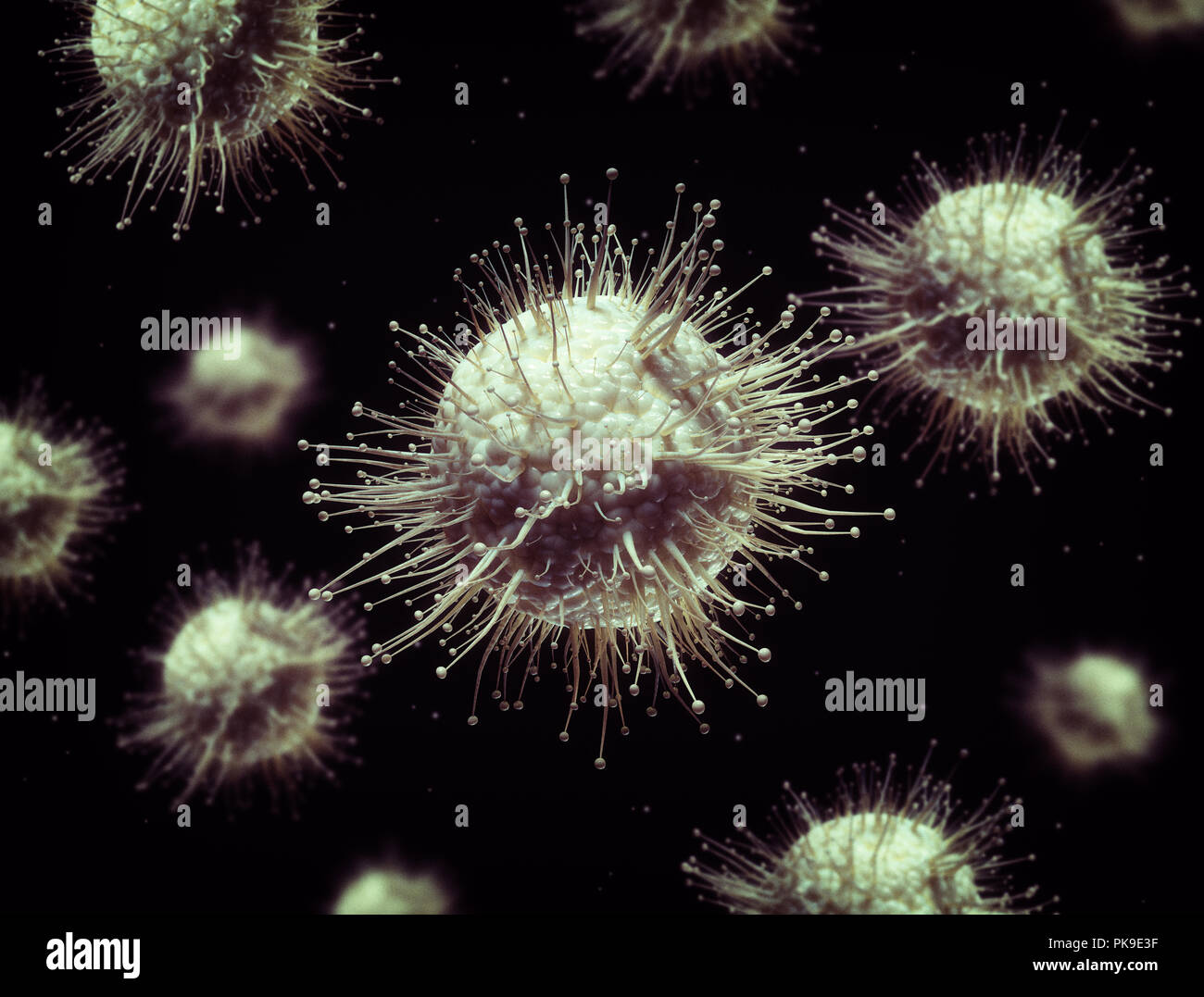 3D-Virus Zellen Abbildung Stockfoto