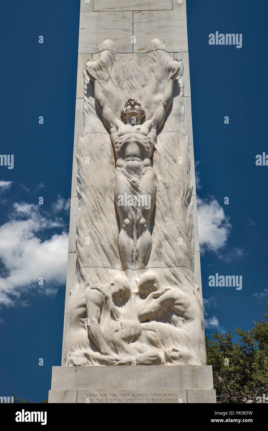 Die Alamo Kenotaph aka den Geist des Opfers Denkmal, Alamo Plaza, San Antonio, Texas, USA Stockfoto