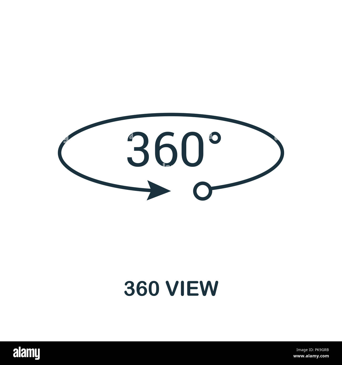 360 Symbol anzeigen. Schwarzweiß-Design von Visual gerät Sammlung. UI. Pixel Perfect einfache Piktogramm 360 Symbol anzeigen. Web Design, Anwendungen, Software, Pr Stockfoto