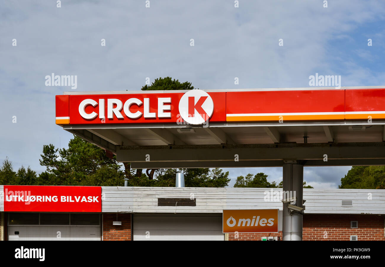 Dombas, Norwegen - August 6, 2018: Kreis K Tankstelle in Vagamo, Norwegen. Stockfoto