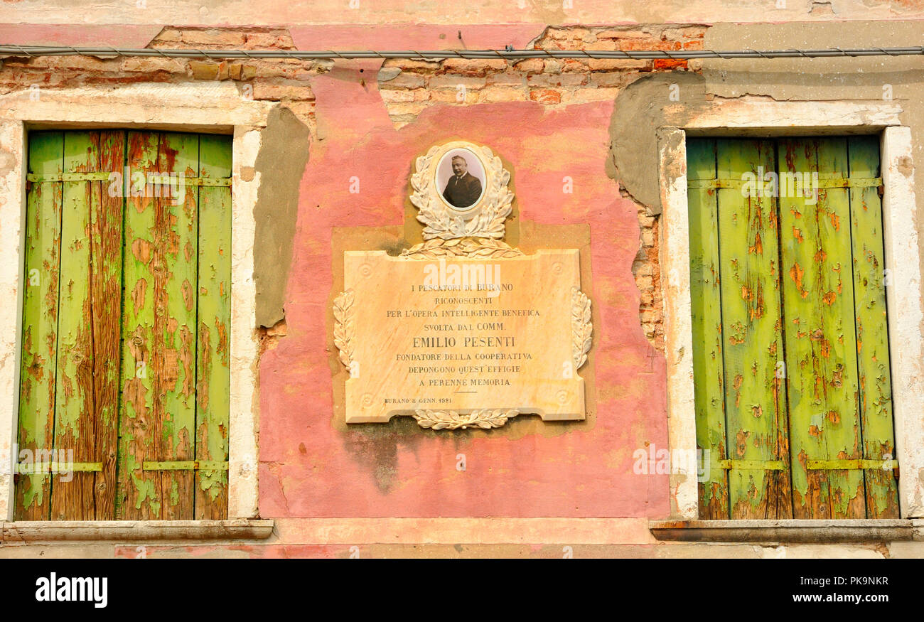 Bunte Fassade auf Burano. Venedig, Italien Stockfoto
