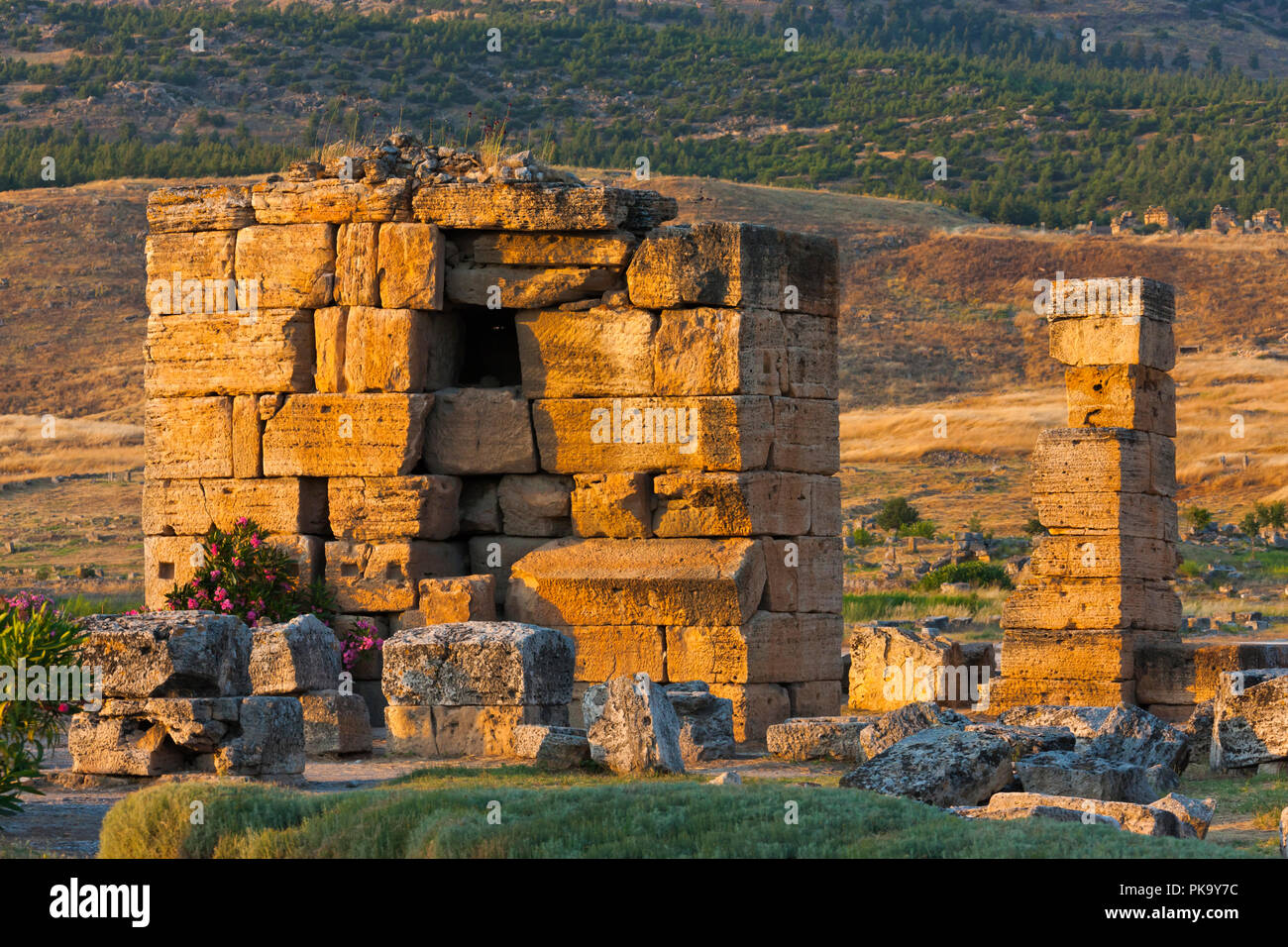 Ruinen, Pamukkale, Türkei Stockfoto