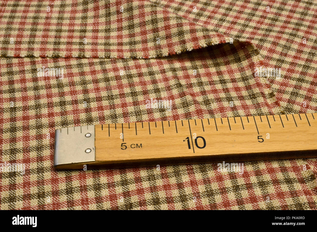 Gewebe aus Wolle, Käfig rot-beige-braun Stockfoto