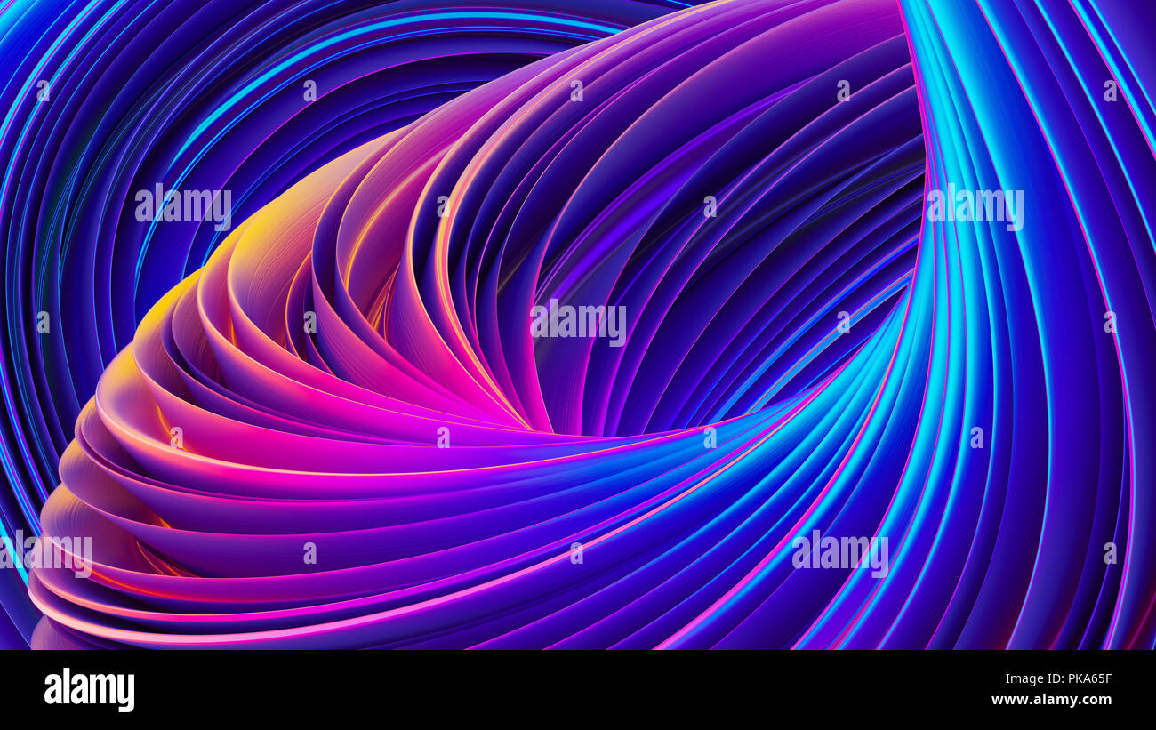 Flüssige Kurvenverlauf in Motion 3D abstrakt bunte Fluid Design Hintergrund. Stockfoto