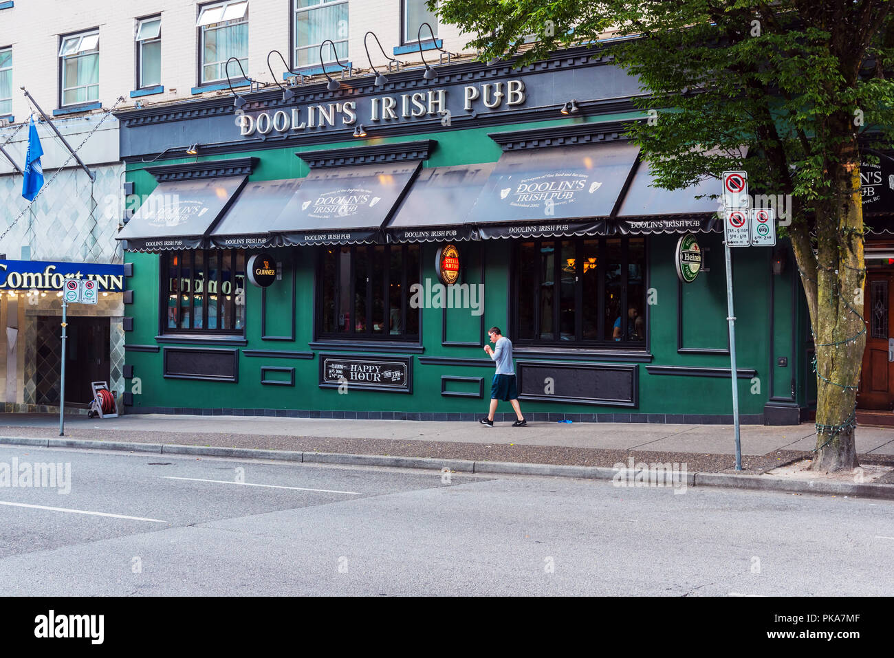 Irish Pub, der Granville Street im Herzen von Vancouver, British Columbia, Kanada; Stockfoto