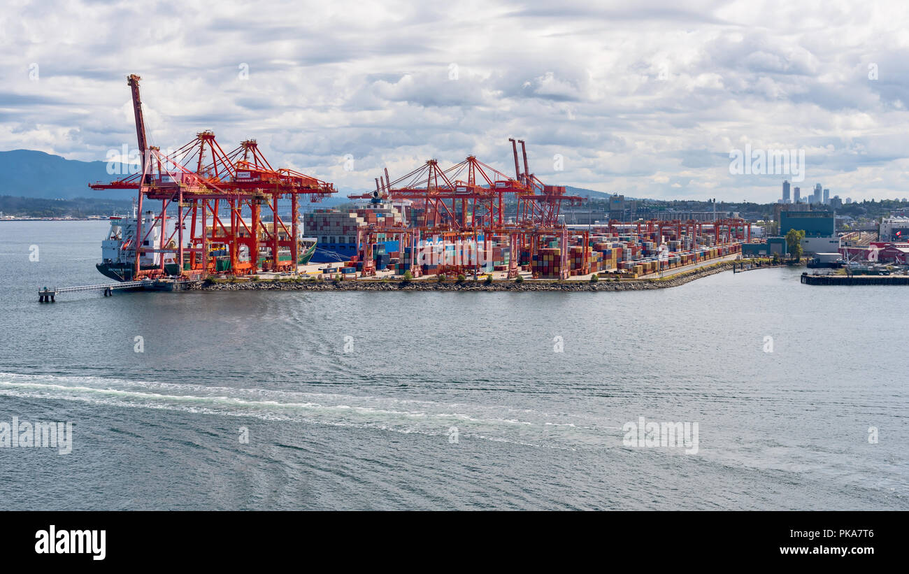 Die centerm Container Terminal, Hafen Vancouver, British Columbia, Kanada; Stockfoto