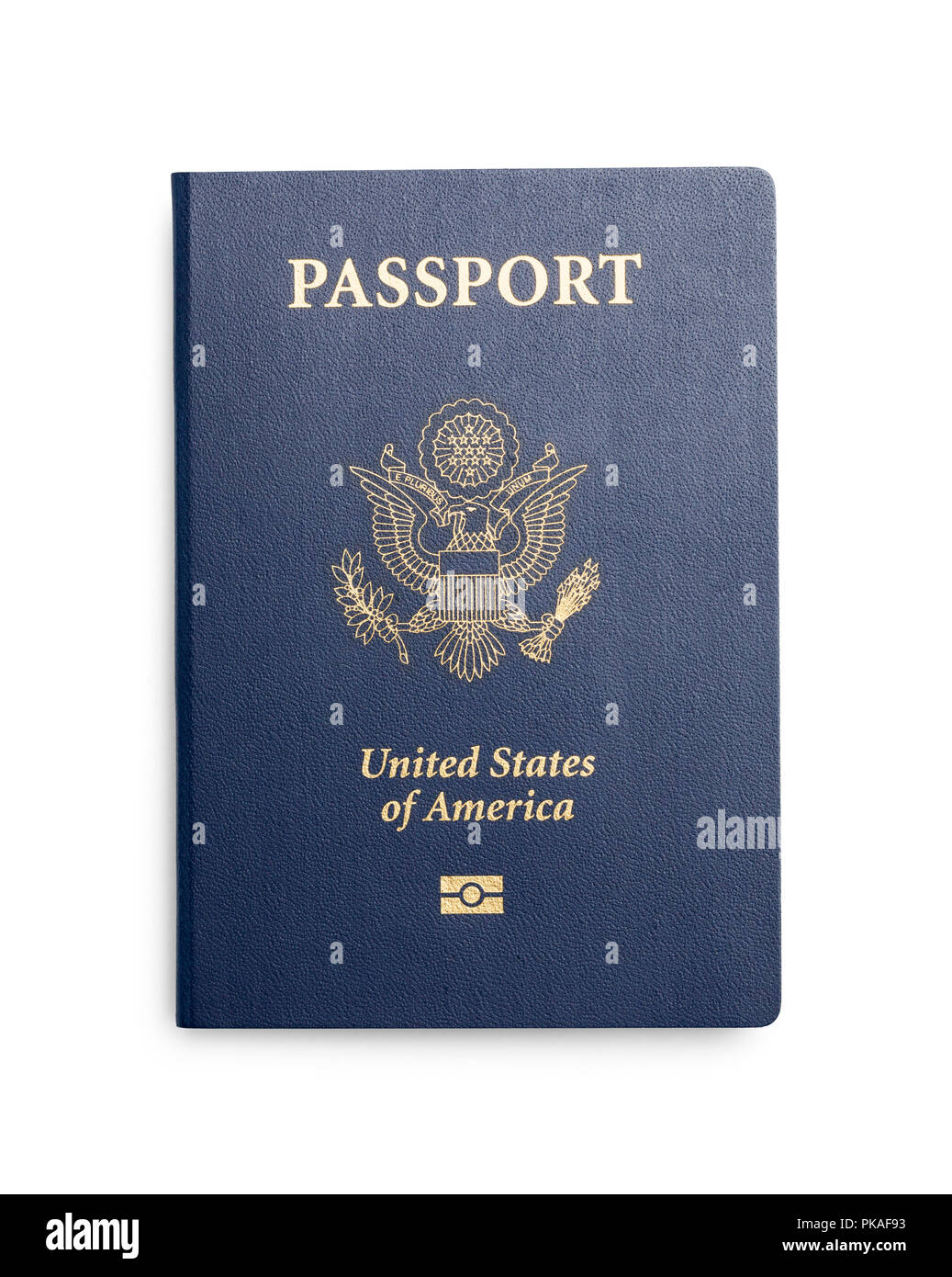 Neue geschlossene United States Pass isoliert auf weißem Hintergrund. Stockfoto