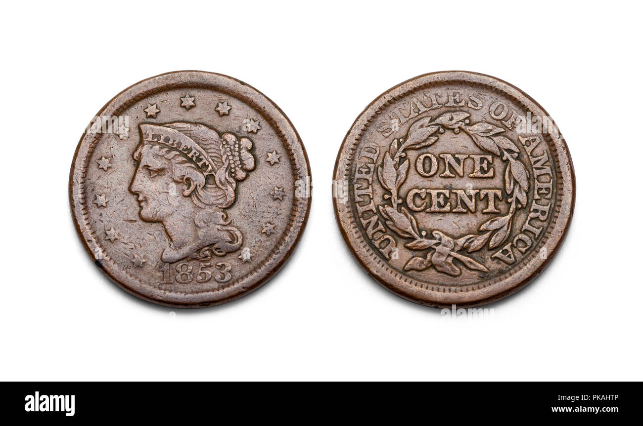 Man United States Cent isoliert auf einem weißen Hintergrund. Stockfoto