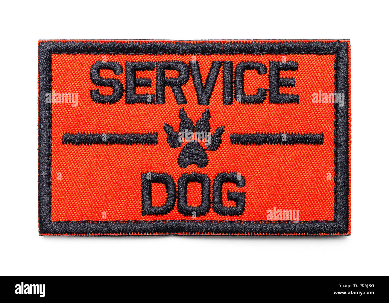 Orange Stoff Service Hund Patch Isoated auf Weiß. Stockfoto