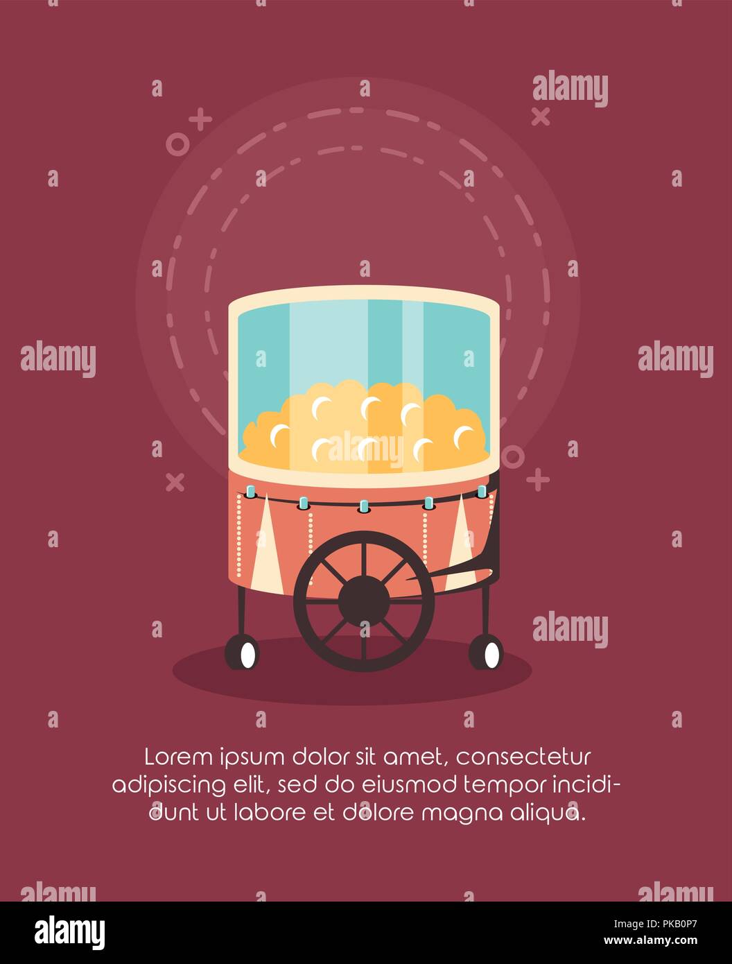 Karneval Zirkus Essen stand Pop Corn retro Vektor illustration Stock Vektor