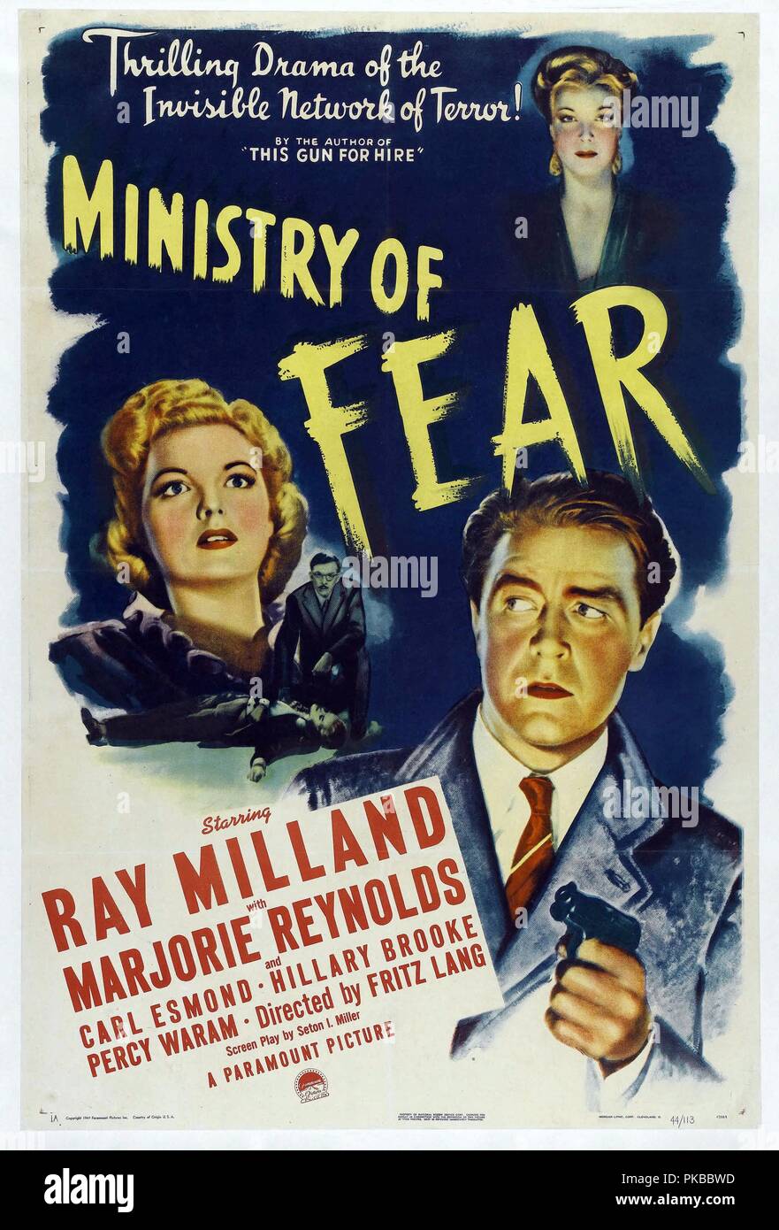 Ministerium der Angst Jahr: 1944 USA Regie: Fritz Lang Ray Milland Poster (USA) Stockfoto