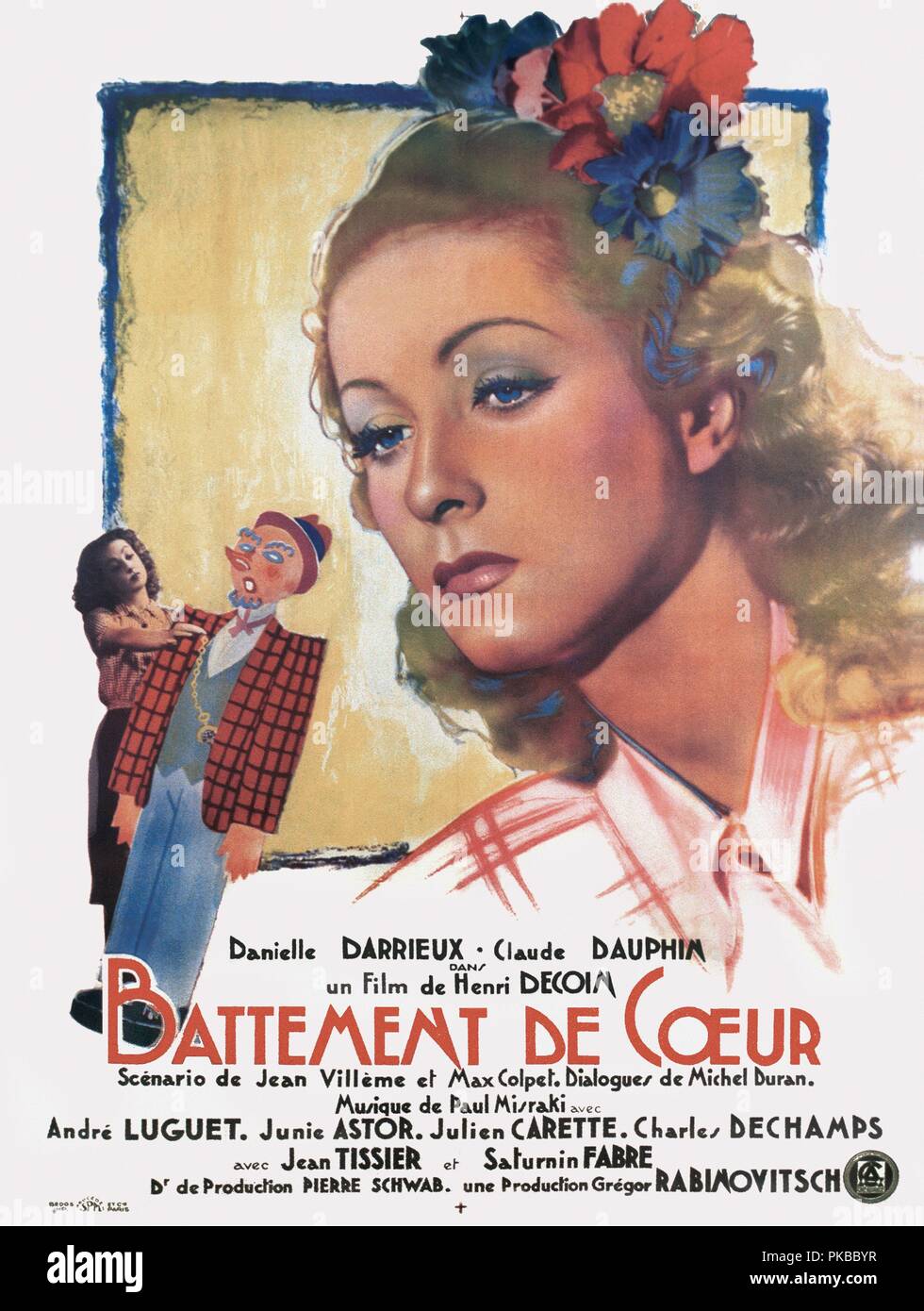 Battement de coeur Schlagendes Herz Jahr: 1940 Frankreich Regie: Henry Decoin Danielle Darrieux Poster (Fr) Cine-Alliance Stockfoto