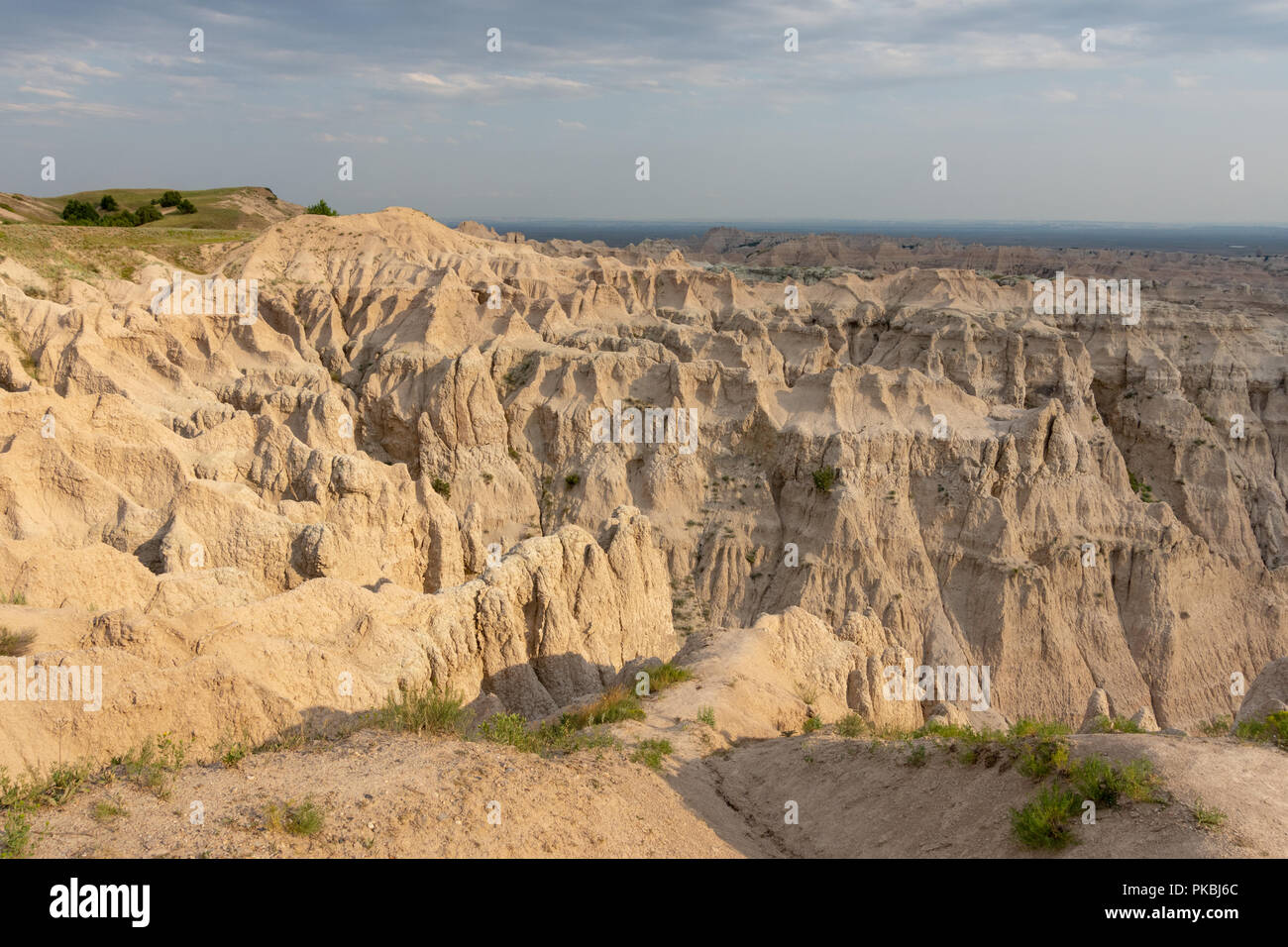 Die schroffe Schönheit der geologischen Formationen in den Badlands National Park von South Dakota, zieht Besucher aus der ganzen Welt. Stockfoto