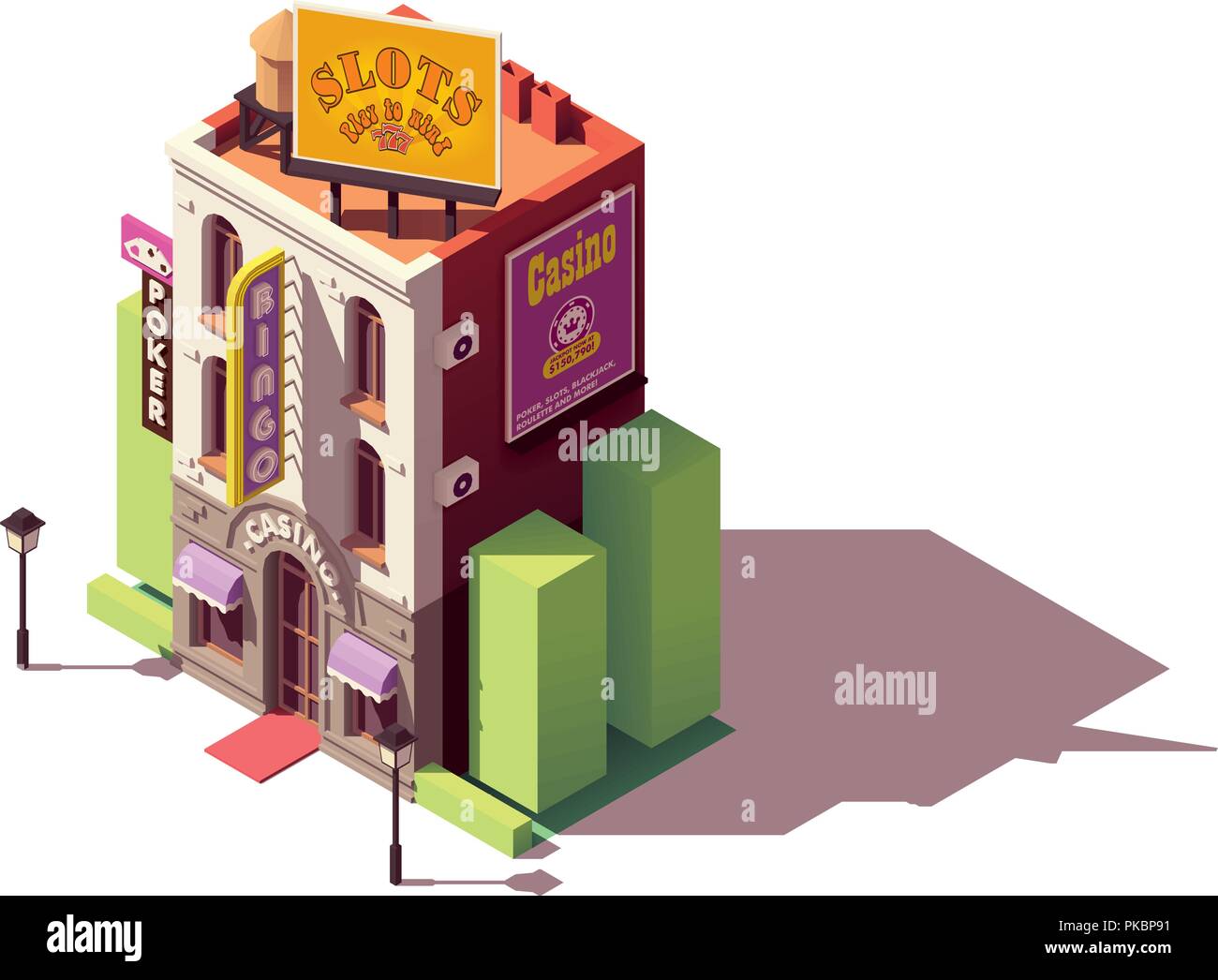Vektor isometrische casino Gebäude Stock Vektor