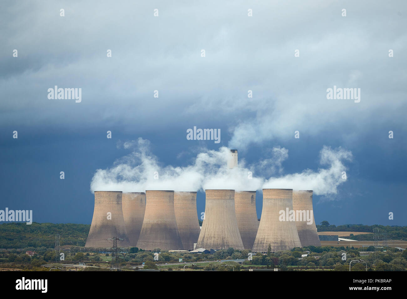 Ratcliffe auf Soar Kohlekraftwerk Nottingham Großbritannien mit Kopie Raum top Stockfoto