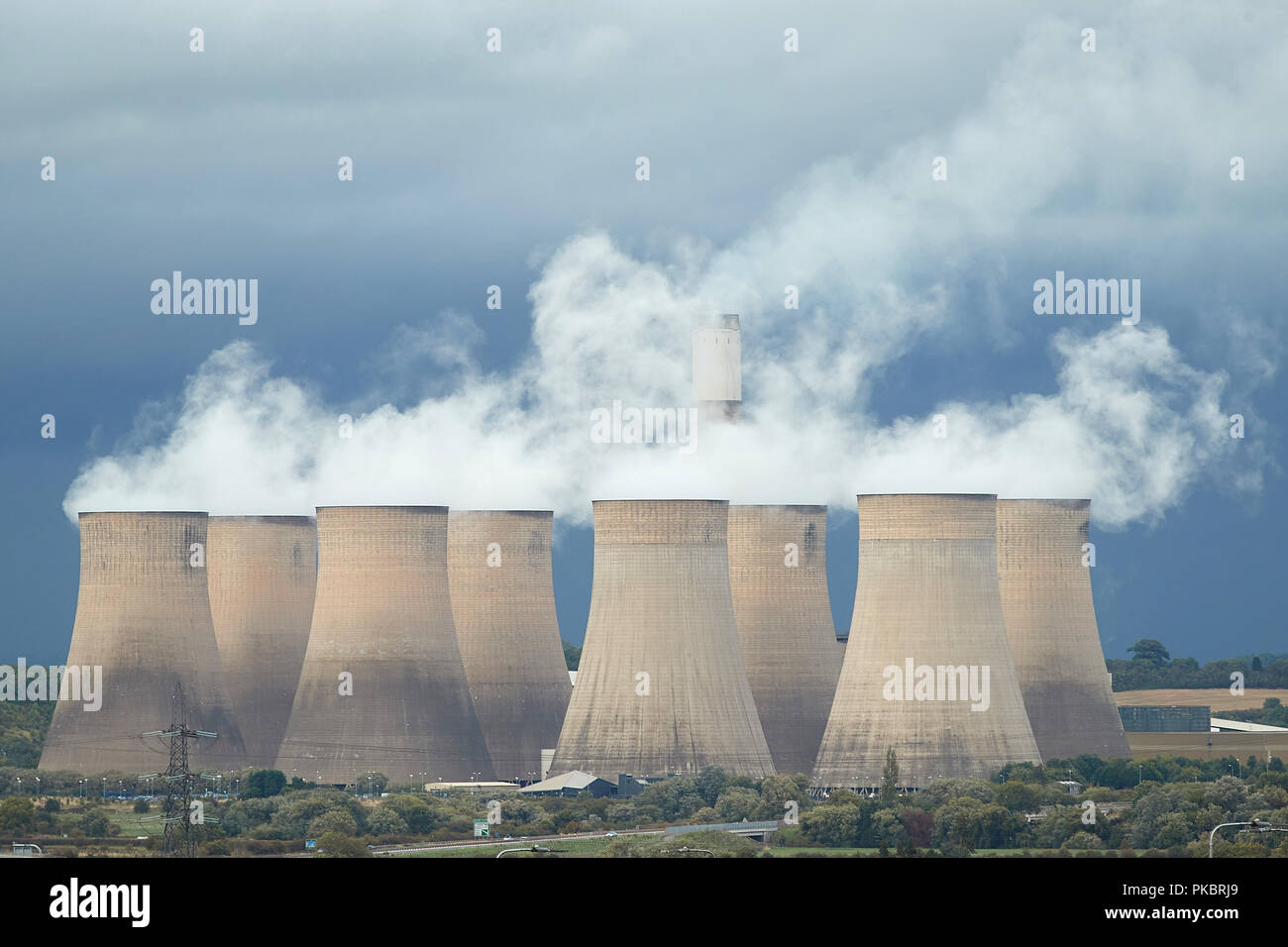 Ratcliffe auf Soar Kohlekraftwerk Nottingham Großbritannien mit Kopie Raum top Stockfoto