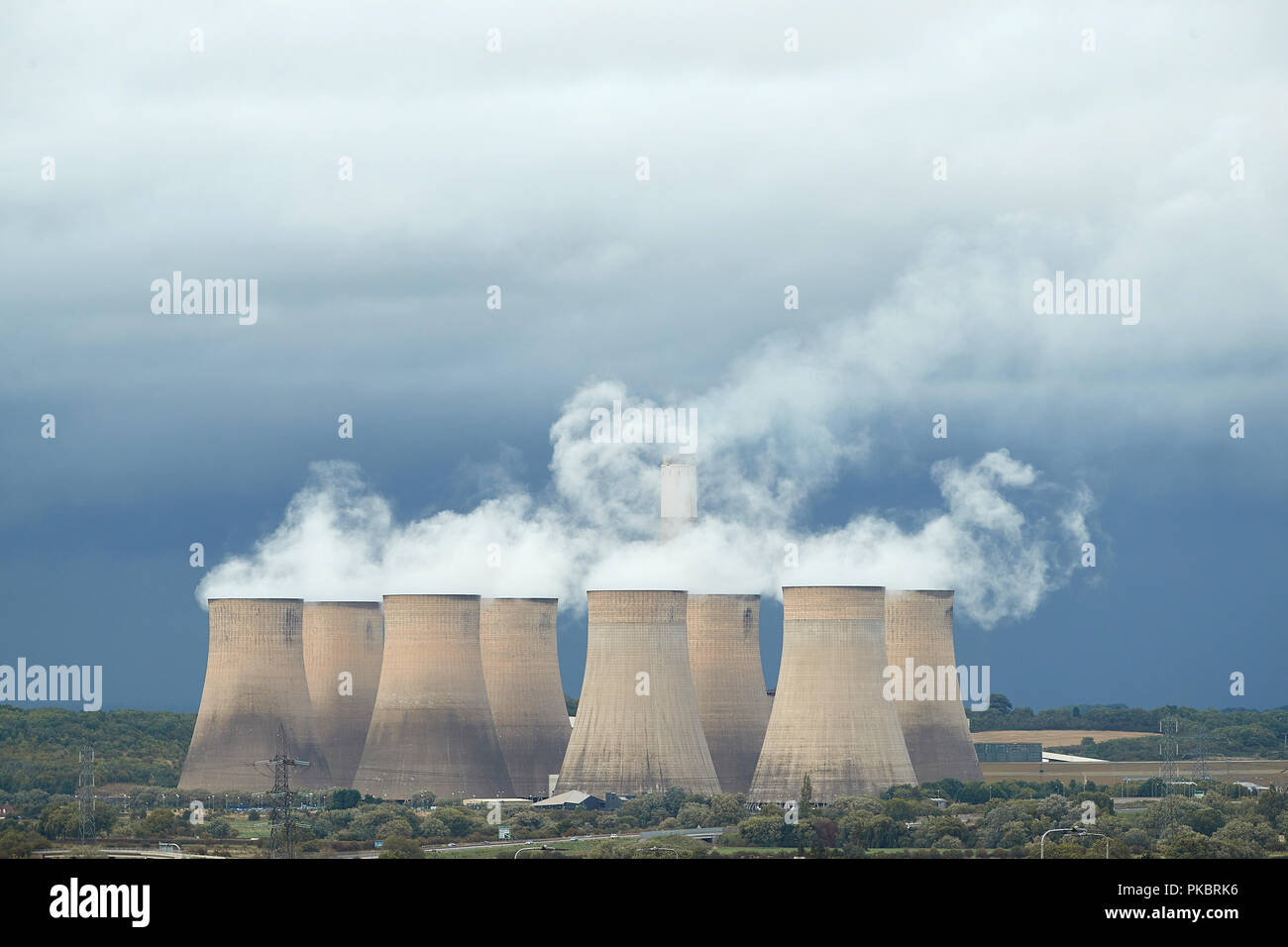 Ratcliffe auf Soar Kohlekraftwerk Nottingham Großbritannien mit Kopie Raum top Stockfoto