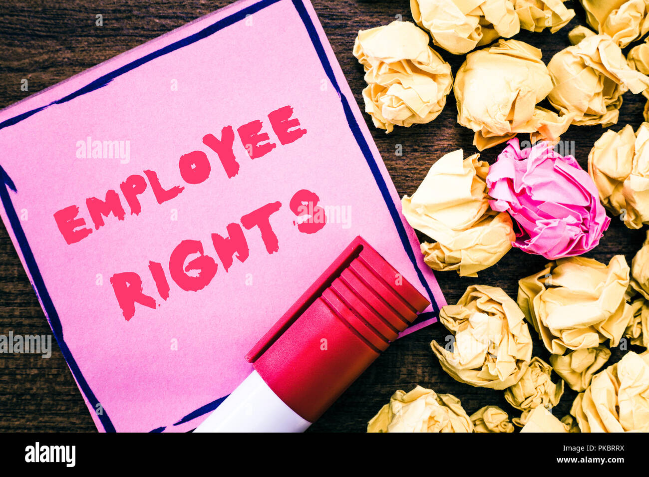 Handschrift text Rechte der Arbeitnehmer. Konzept bedeutet, alle Mitarbeiter haben grundlegende Rechte an Ihrem eigenen Arbeitsplatz. Stockfoto