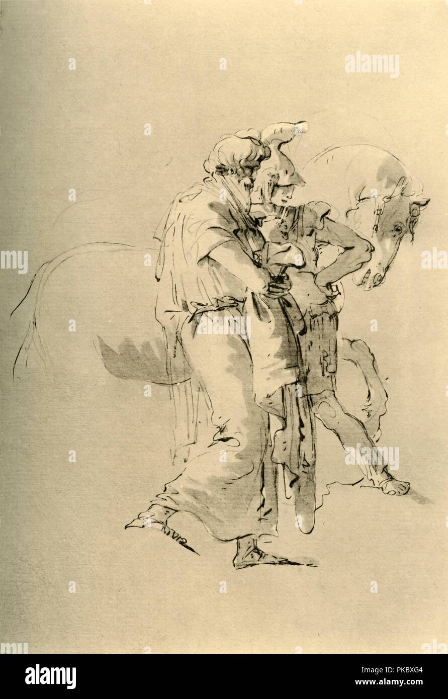 'Alter Mann und junge Soldat', Mitte des 18. Jahrhunderts (1928). Künstler: Giovanni Battista Tiepolo. Stockfoto