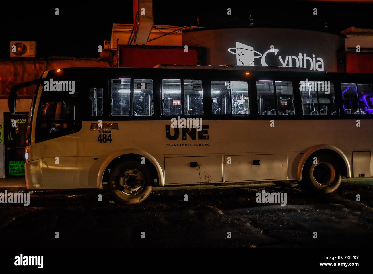 CINTYA. CAMION PASAJERO, CAMION URBANO. BUS. Vida cotidiana en El Centro Historico de Hermosillo, Sonora, Mexiko. Das tägliche Leben im historischen Zentrum Stockfoto
