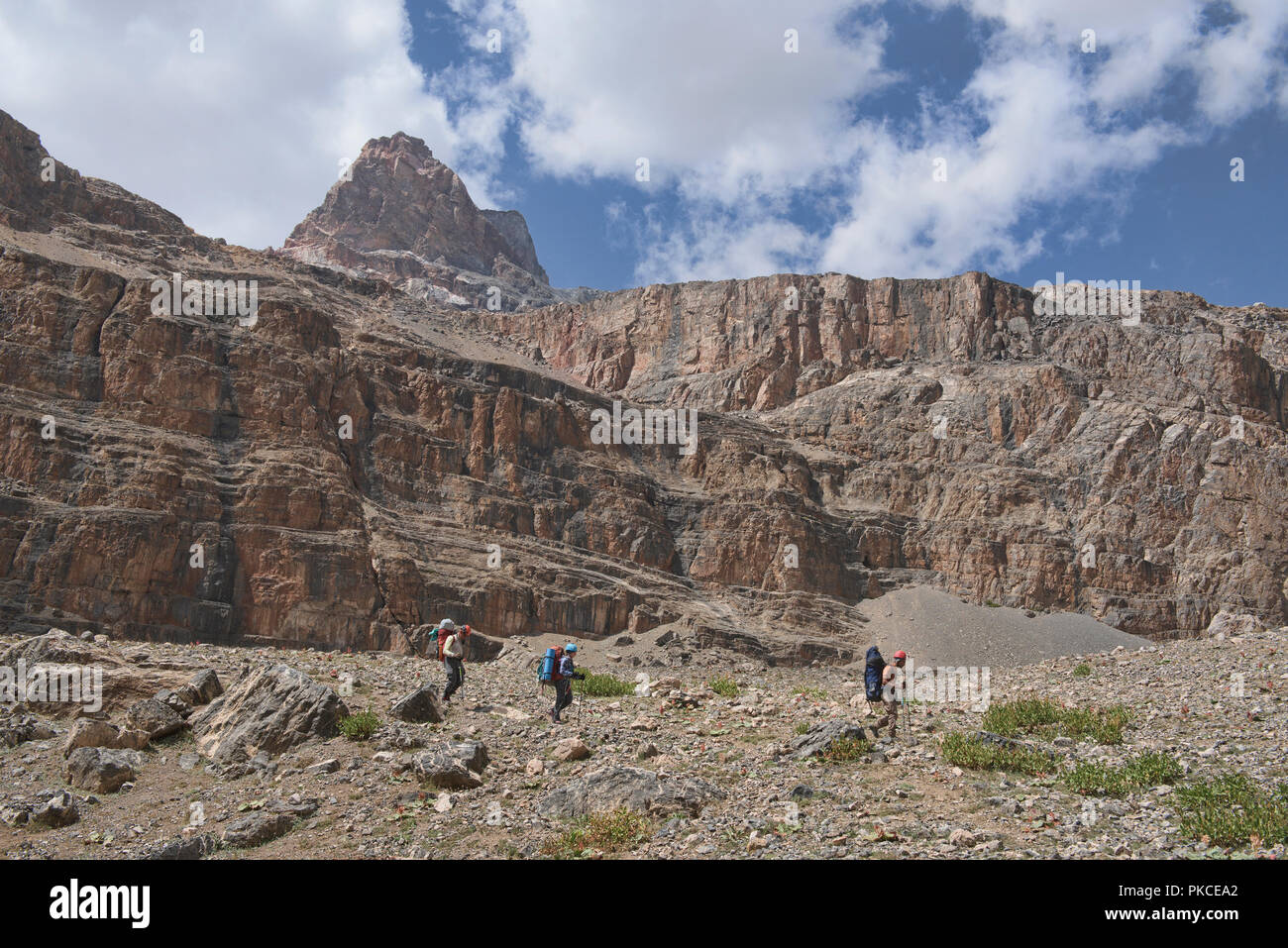 Kletterer im Fann Mountains, Tadschikistan. Stockfoto