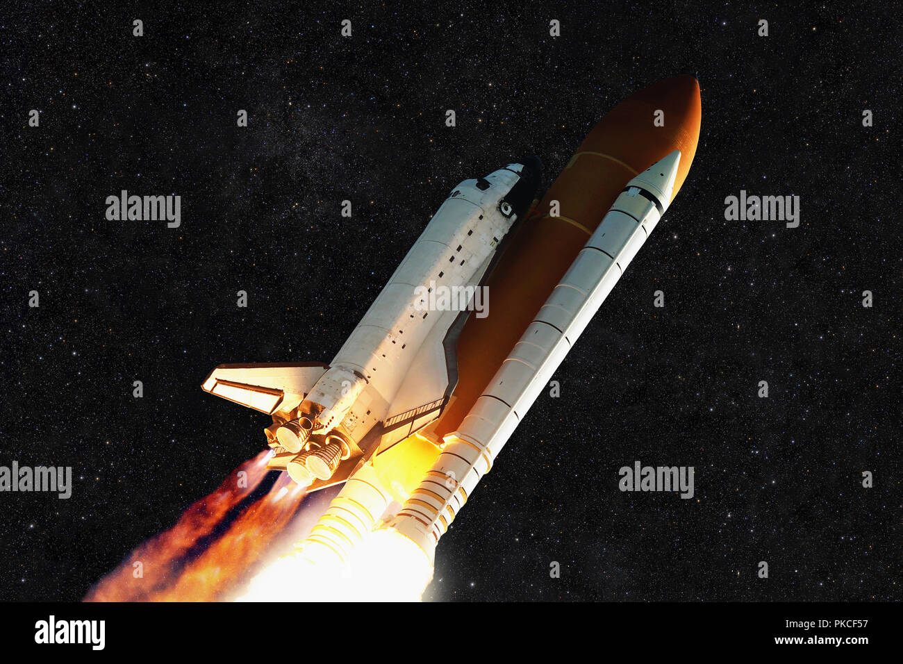 Raumschiff Rucola und Sternenhimmel Stockfoto