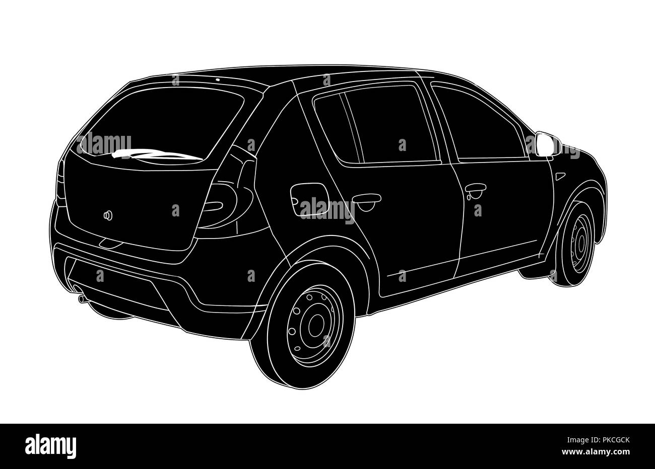 Vektor Skizze der modernen Fahrzeug Technische Zeichnen Stock Vektor
