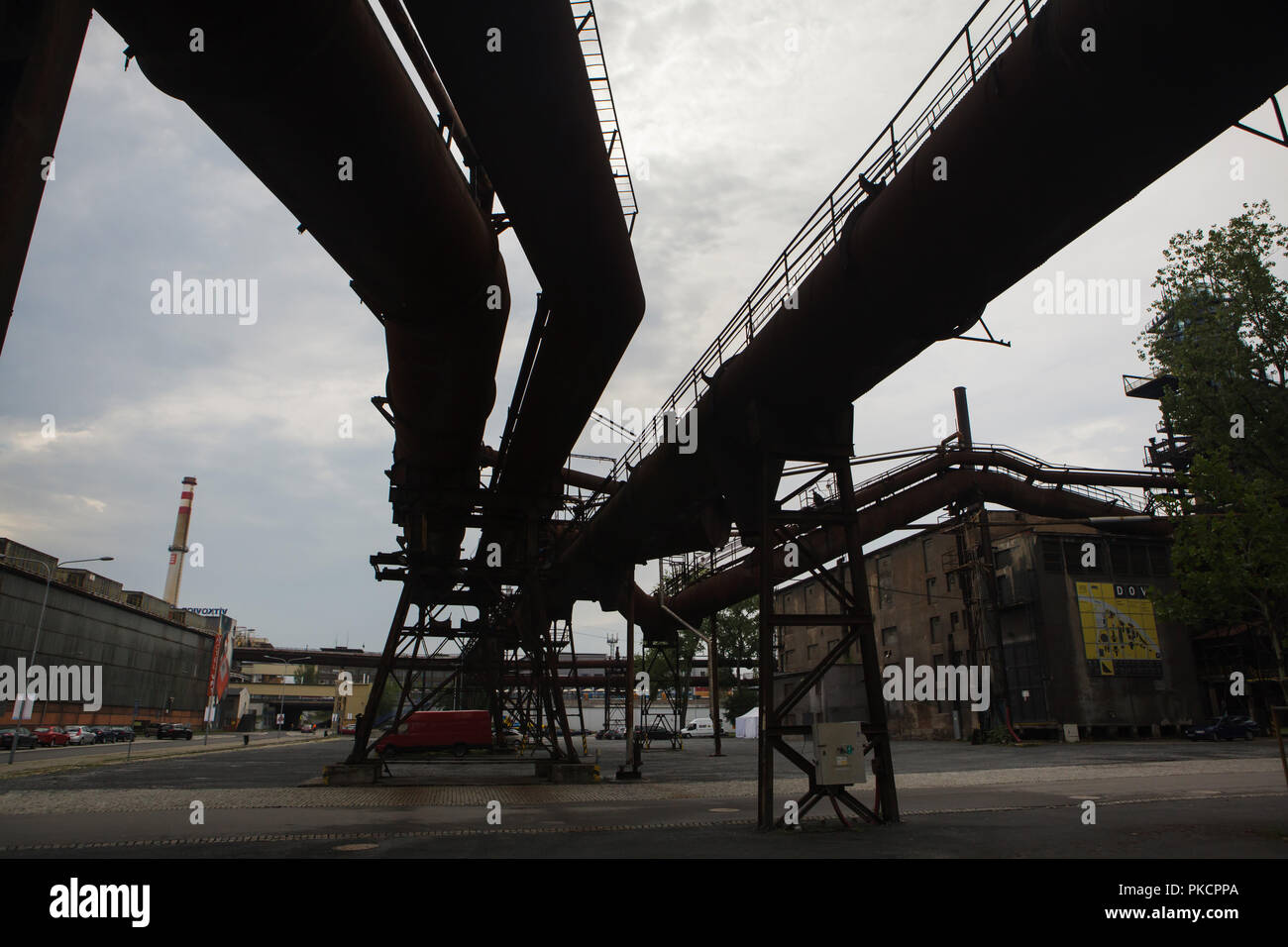 Oben gas Boden Rohre im unteren Vítkovice (Dolní Vítkovice) Industriegebiet in Ostrava, Tschechische Republik. Stockfoto