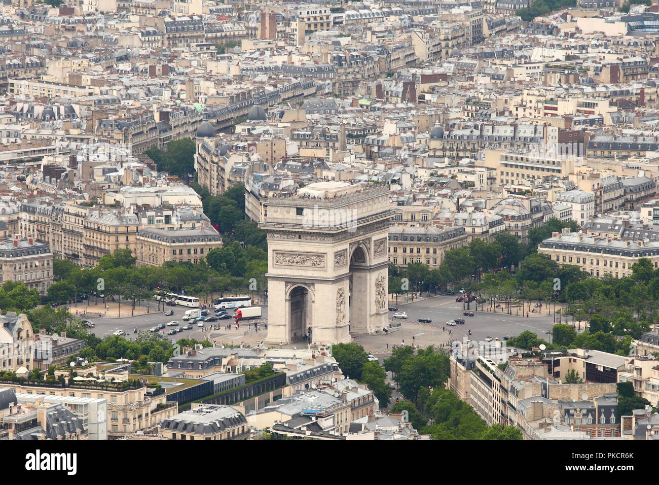 Paris von oben: Triumphbogen Stockfoto