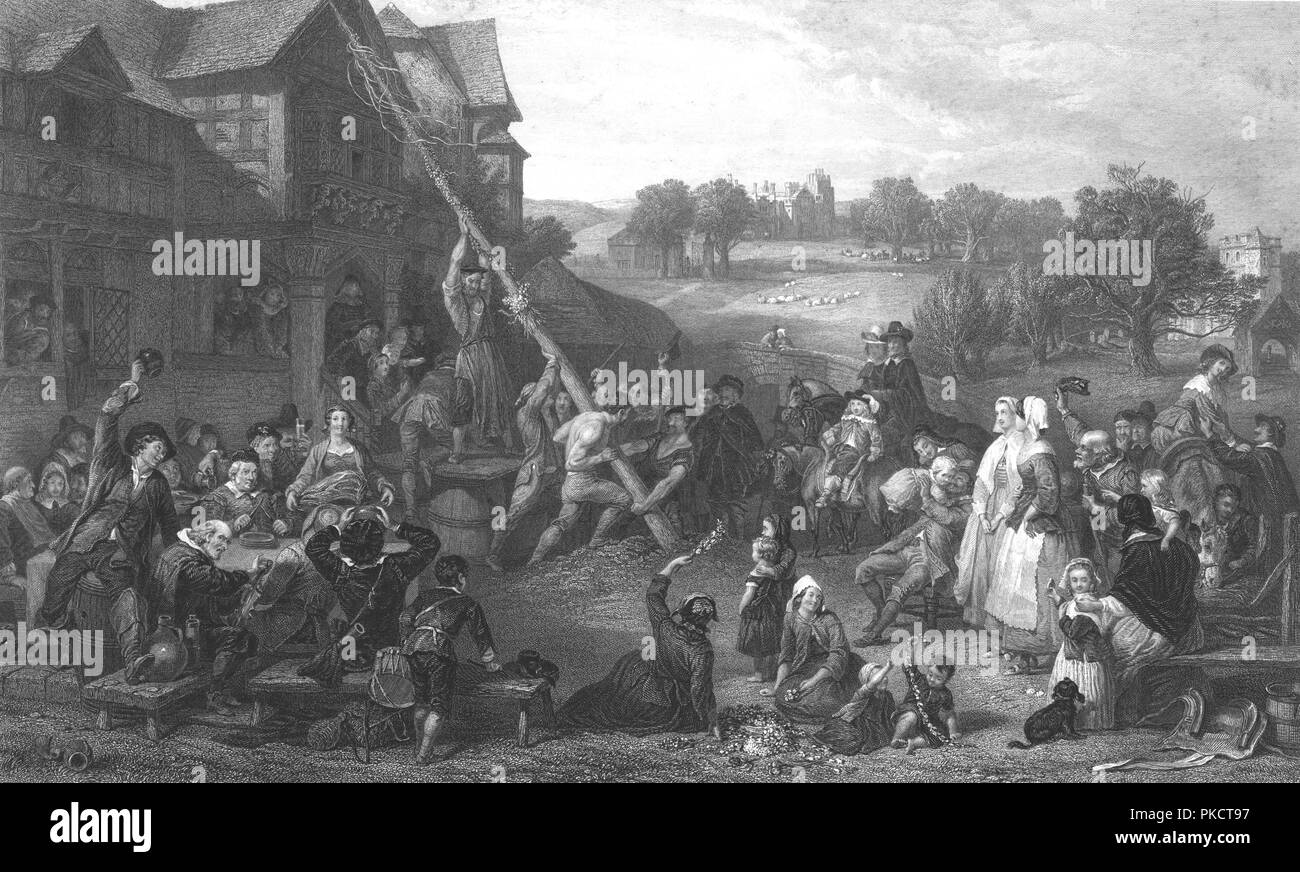 "Die Anhebung des Mai Pol', c 1862. Artist: E Goodall. Stockfoto
