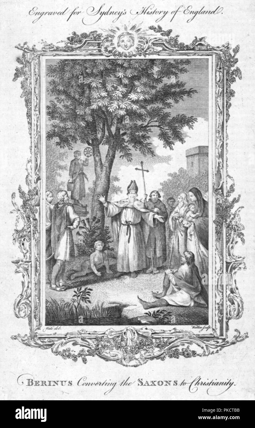 "Berinus konvertieren die Sachsen zum Christentum.', (c 1774). Artist: Walker. Stockfoto