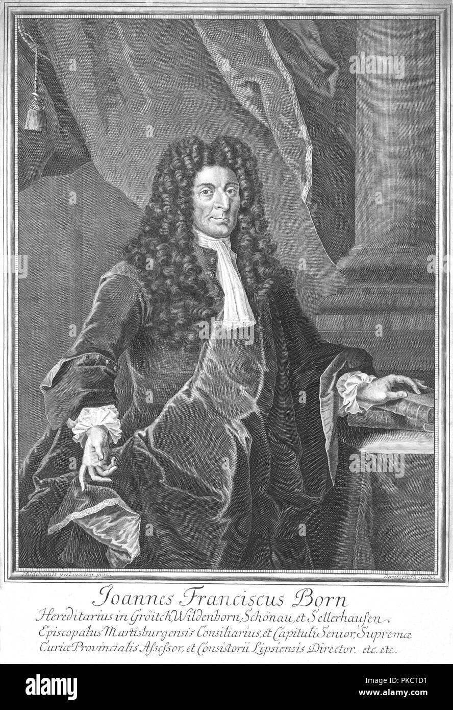 "Joannes Franciscus geboren", Anfang des 18. Jahrhunderts. Artist: Martin Bernigeroth. Stockfoto
