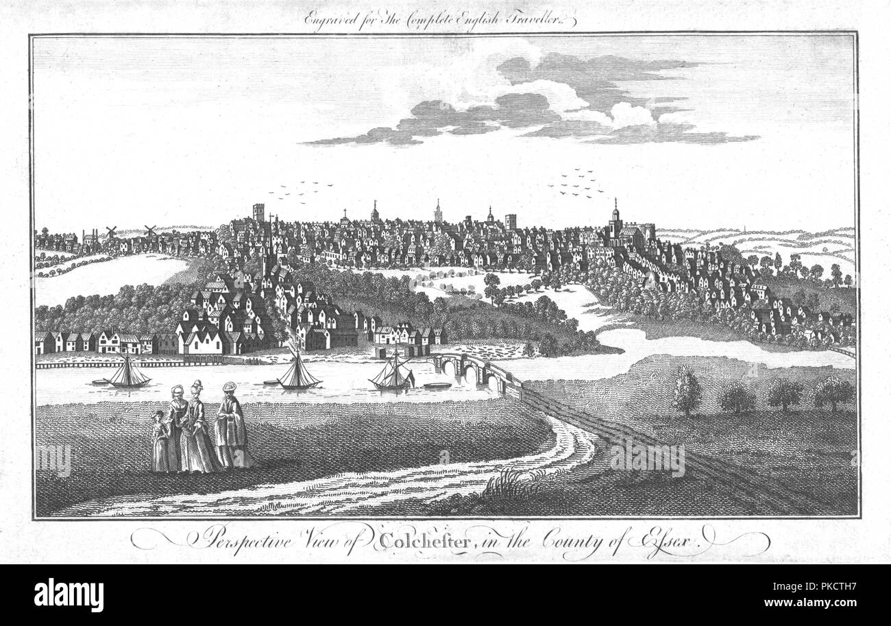 "Eine perspektivische Ansicht von Colchester, in der Grafschaft Essex.', c 1742. Artist: Unbekannt. Stockfoto