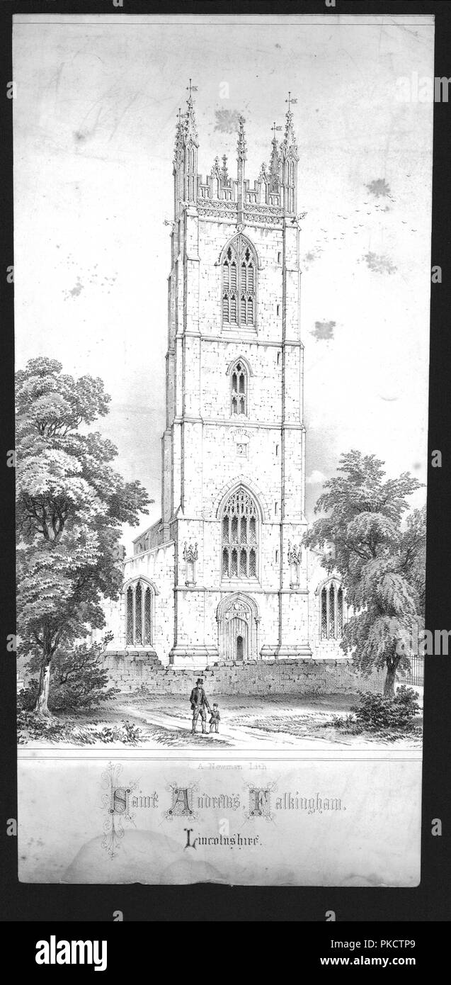 Saint Andrew's Church, Falkingham, Lincolnshire', (Anfang 19. Jahrhundert). Artist: Unbekannt. Stockfoto