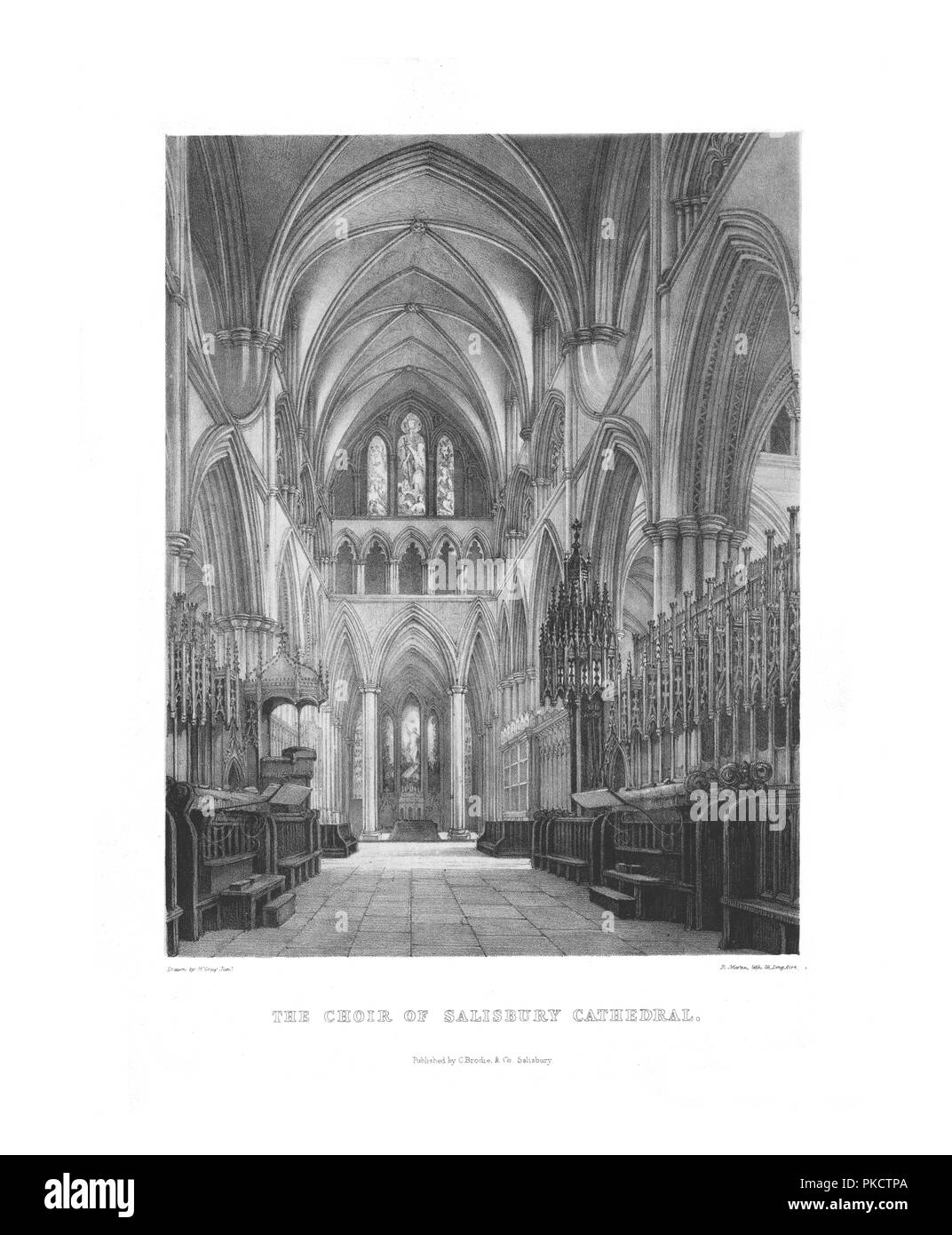 "Der Chor der Kathedrale von Salisbury', (c 19). Artist: W Grau Junior. Stockfoto