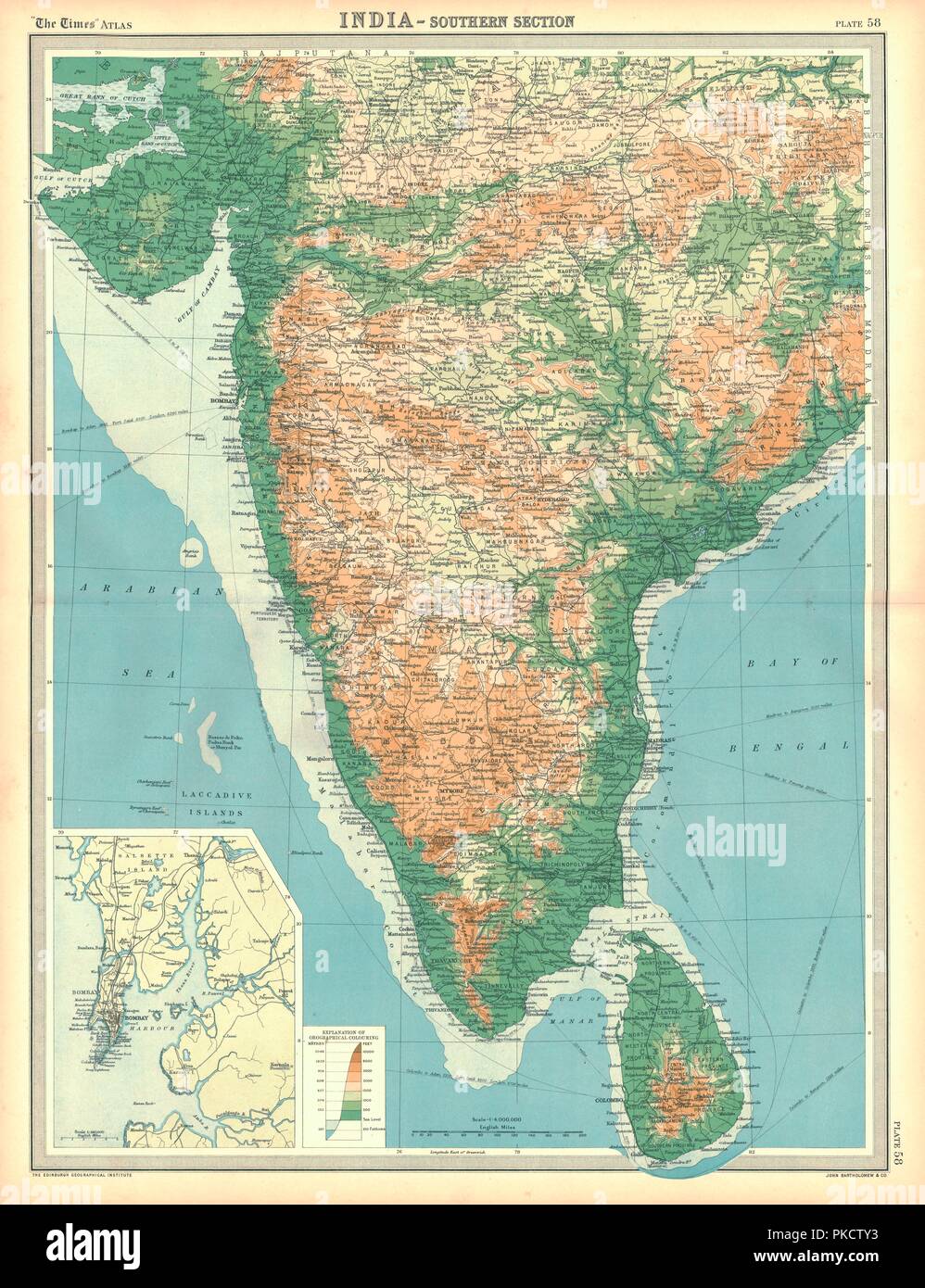 Karte von Indien - südlicher Abschnitt. Artist: Unbekannt. Stockfoto