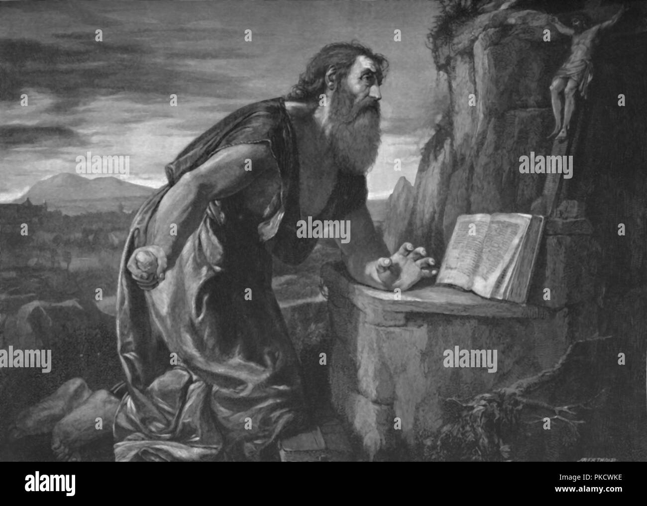 T'S. Hieronymus in der Wildnis', c 1525-1530, (1896). Artist: Unbekannt. Stockfoto