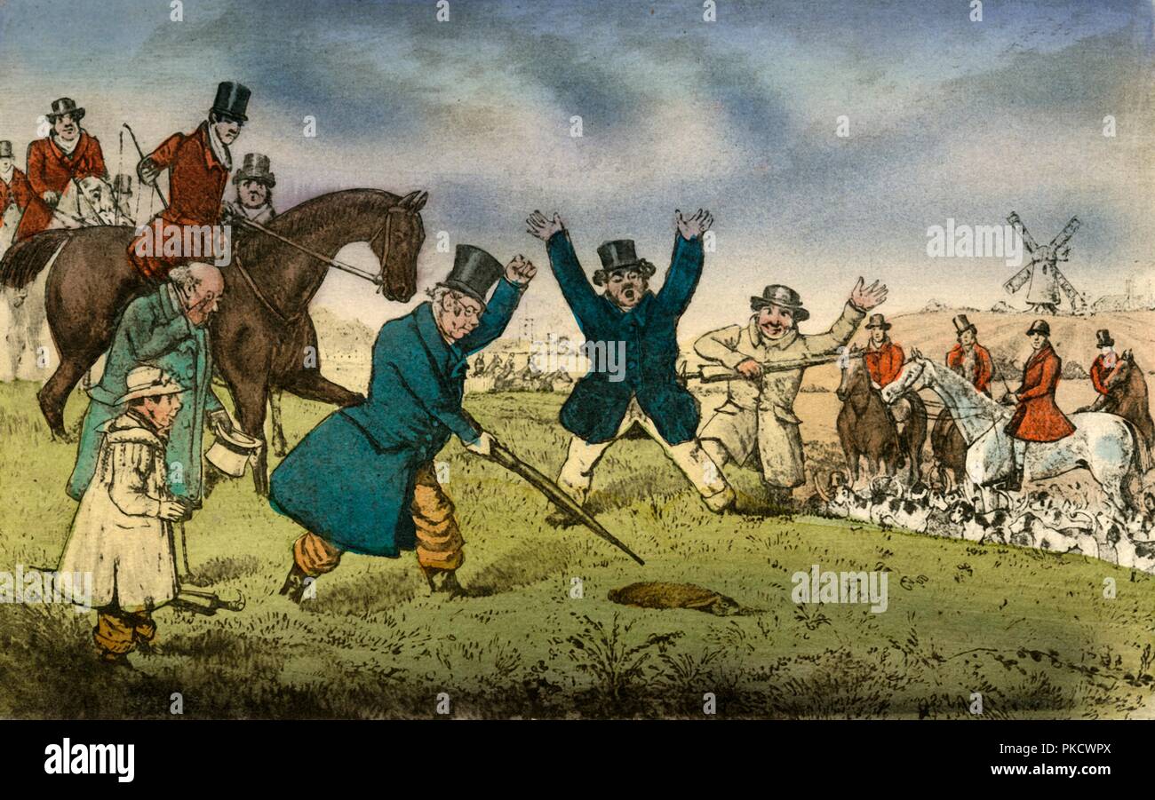 "Alten Tom', der Veteran, Hase und seine Erfahrungen", 1838. Artist: Henry Thomas Alken. Stockfoto