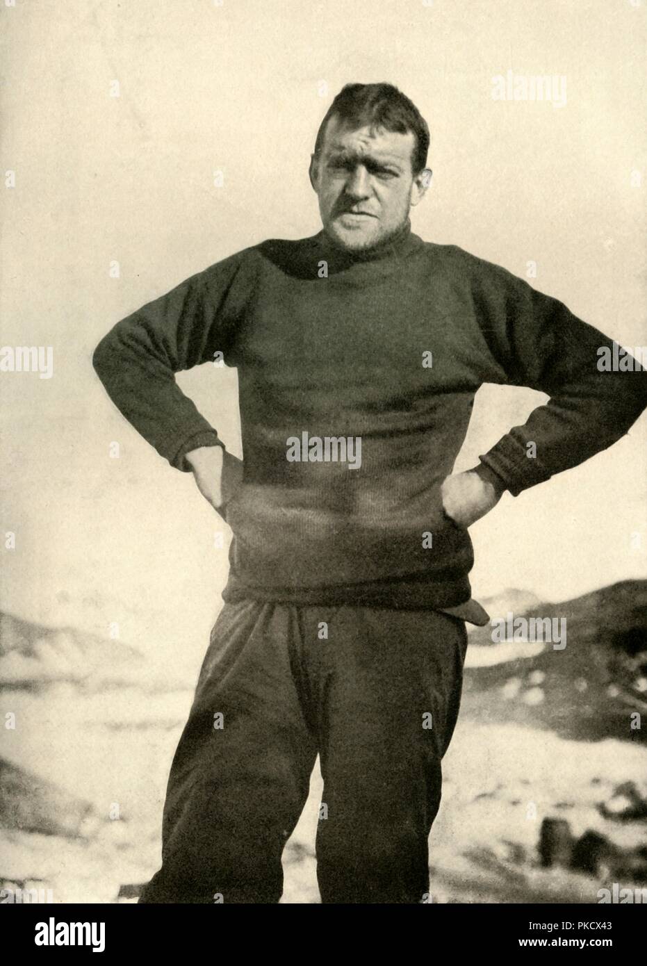"Der Leiter der Expedition im Winter Gewand', c 1908 (1909). Artist: Unbekannt. Stockfoto