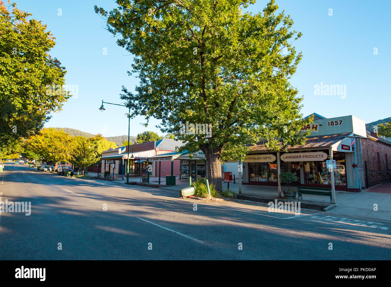 Das historische Stadtzentrum von yackandandah Stockfoto