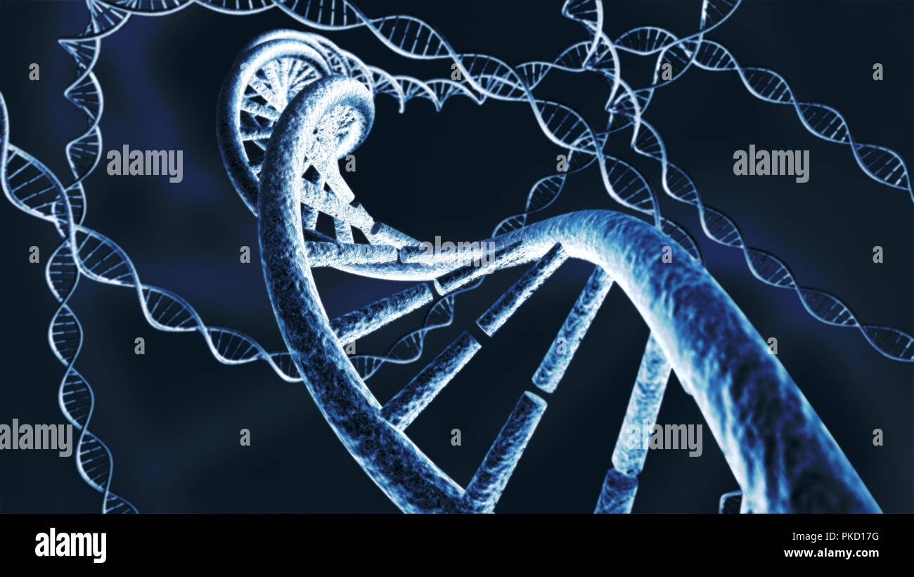 Genetische DNA Kettenstränge 3D-Rendering Stockfoto