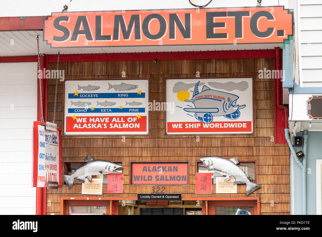 Lachs Exportgeschäft in Ketchikan, Alaska, USA Stockfoto