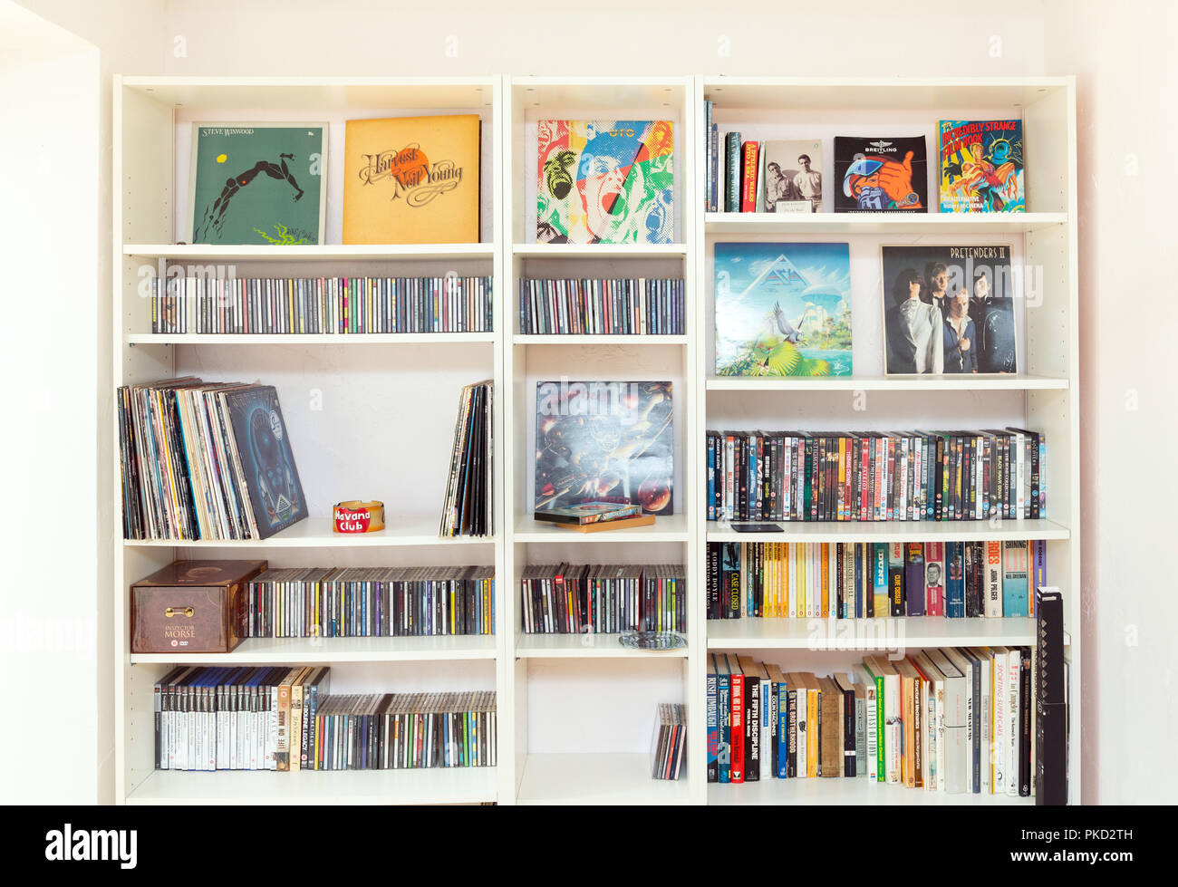 Schallplatte und CD Musik und Buch Sammlung Stockfoto