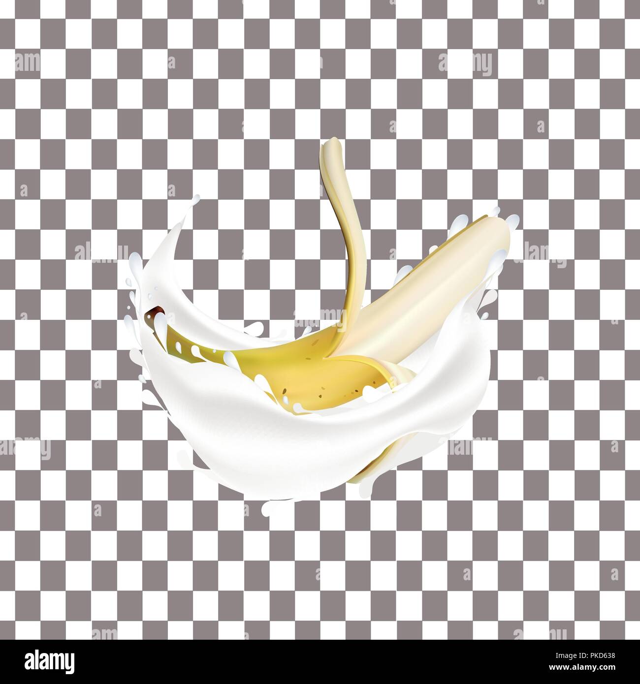 Realistische Banane und Milch spritzen, Vektor, Abbildung, EPS-Datei Stock Vektor