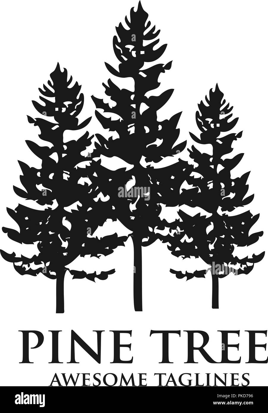Pine Tree outdoor Reisen green silhouette Wald logo, natural Pine Tree Abzeichen abstrakte Stammzellen Zeichnung Vector Illustration. Kreative Pine Tree silhouette Stock Vektor