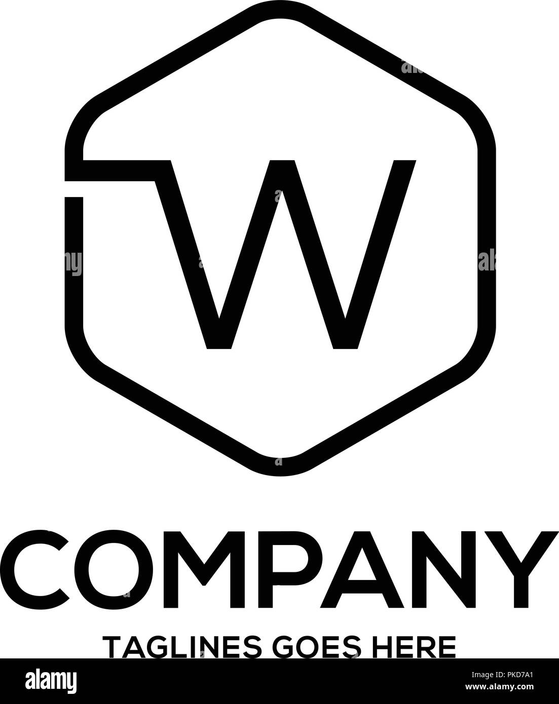 Sauber luxus Buchstabe W logo Hexagon lineare Zeichen Vintage Design. Buchstabe W mit modernen Hexagon logo Konzept skizziert Stock Vektor