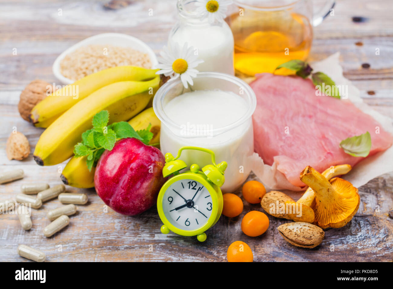 Lebensmittel mit Melatonin Stockfoto