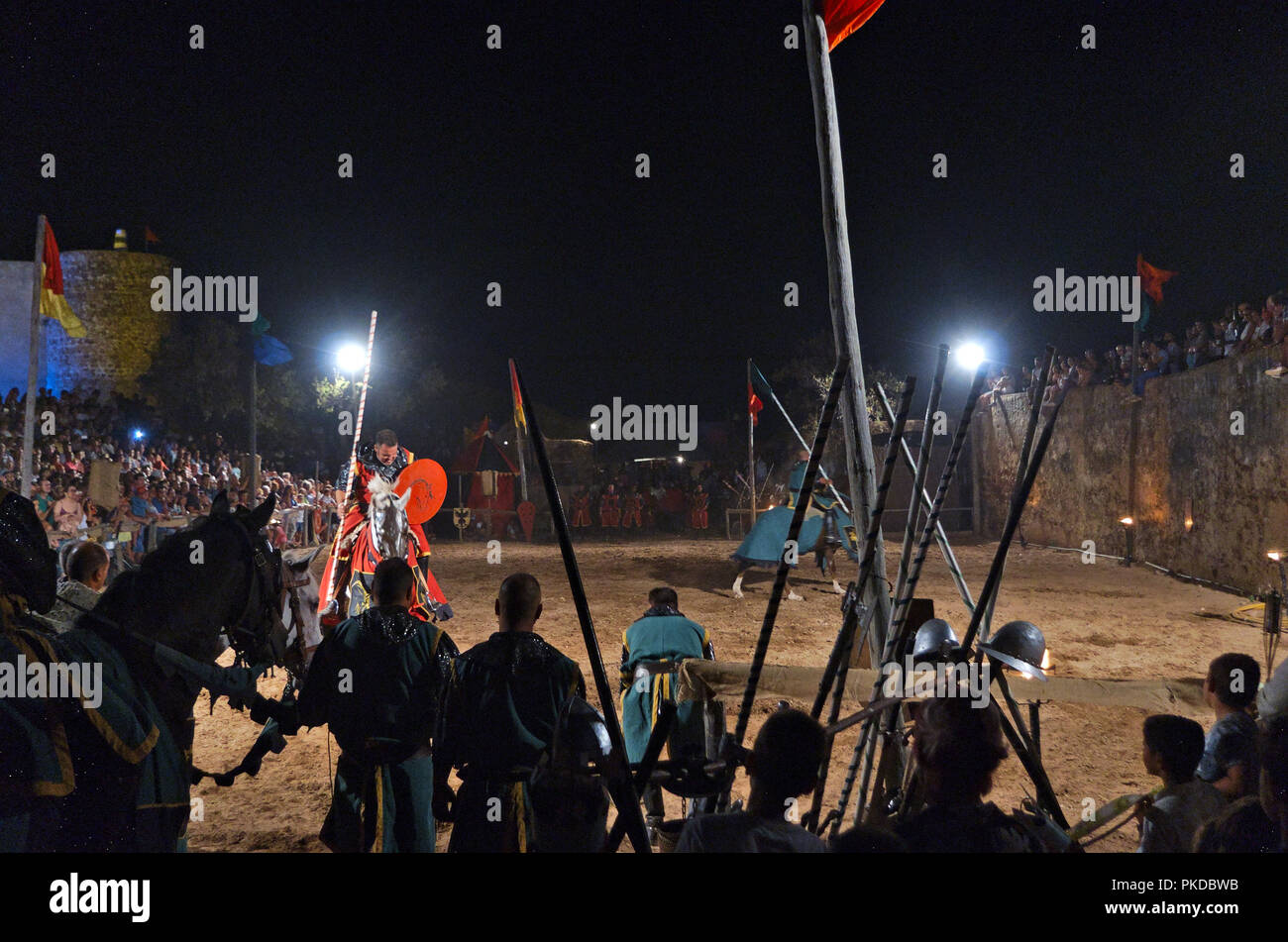 Mittelalterliche bekämpfen Erholung in Feira Mittelalterlichen von Castro Marim 2018 Stockfoto