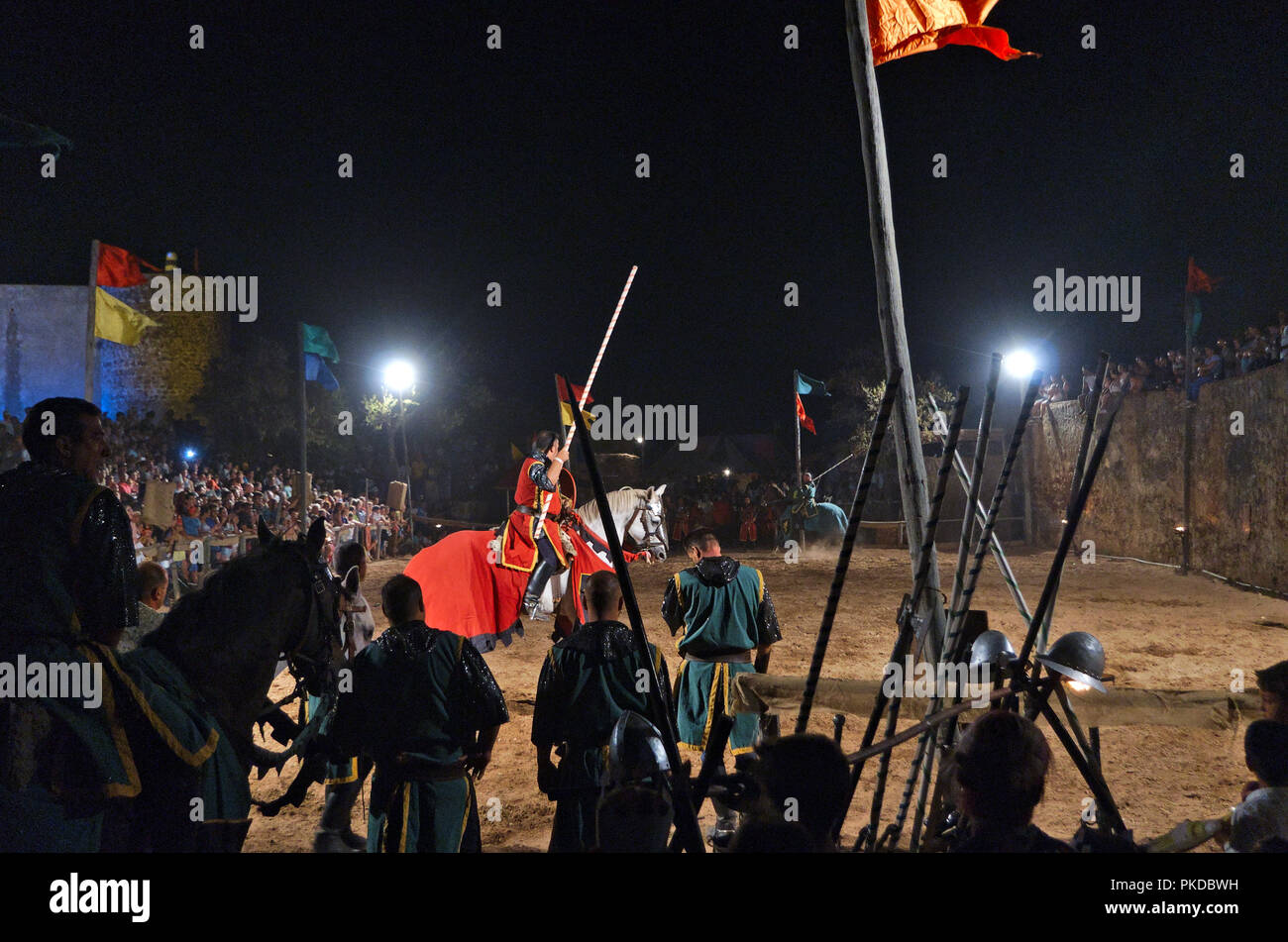 Mittelalterliche bekämpfen Erholung in Feira Mittelalterlichen von Castro Marim 2018 Stockfoto