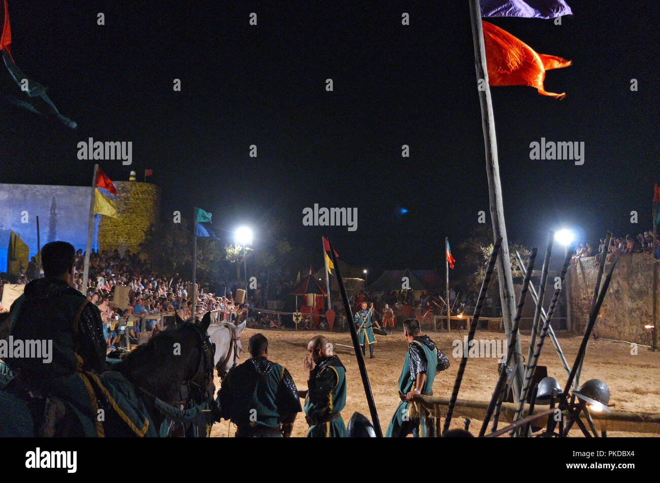 Mittelalterliche bekämpfen Erholung in Feira Mittelalterlichen von Castro Marim 2018 Stockfoto